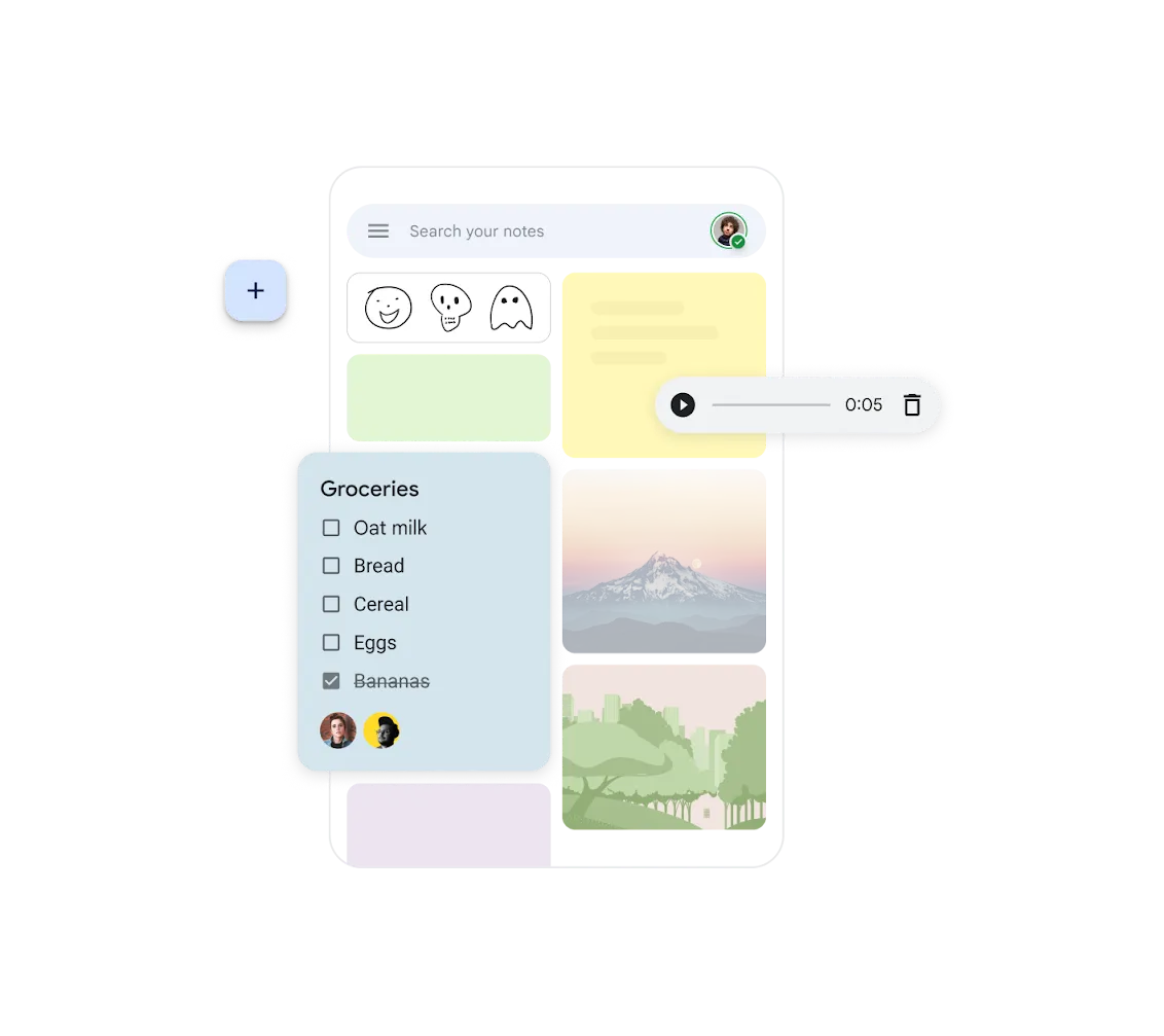 Google Keep ინტერფეისი